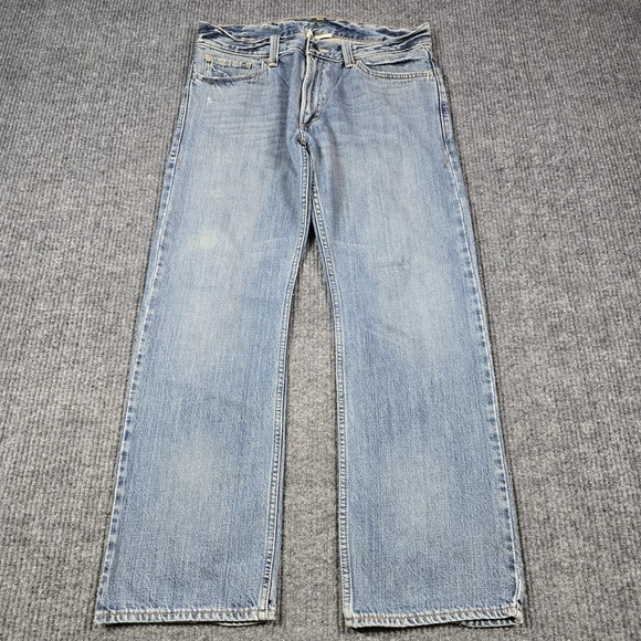 Levis Jeans Mens 33x30 Blue 539 Vintage Straight Denim Light Wash Distressed - Picture 1 of 14